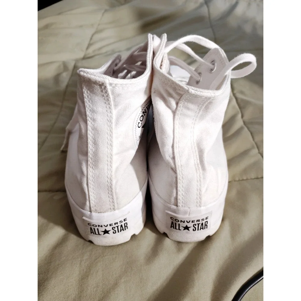 Converse Chuck Taylor Women 10 Lugged Platform High Top Preppy‎ White Sneakers - Picture 6 of 11